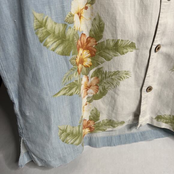 Tommy Bahama Men’s Hawaiian Camp Shirt – Large – Blue Floral – Silk Button‑Up - Picture 3 of 10